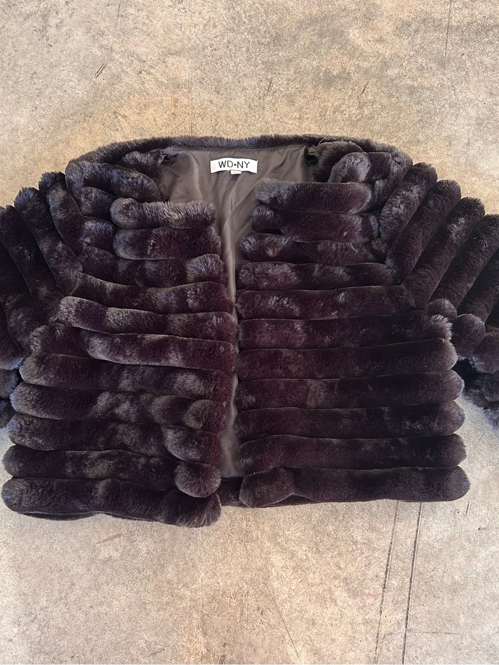 WD.NY Faux Fur Cropped Jacket Women’s XL Black Plush Glam